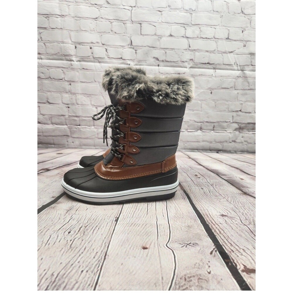 VEPOSE Women's Waterproof Snow Boots Mid Calf Lace Up Fux Fur Shoes SZ 9